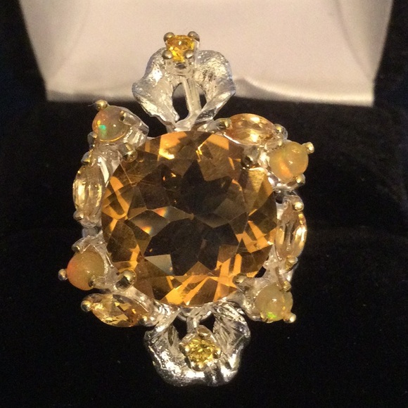Exquisite Genuine Citrine Approximately 15 CTW Round with Opals